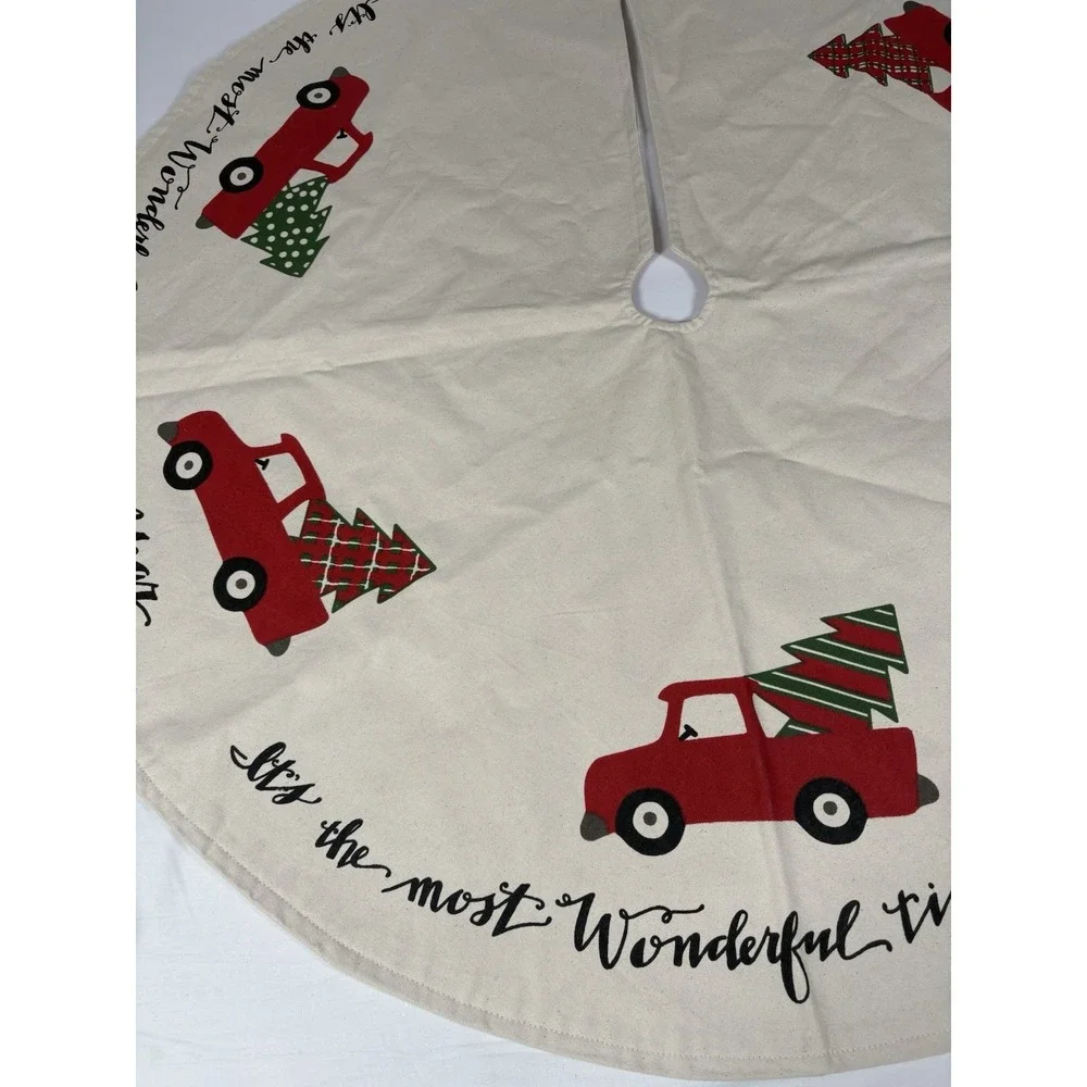 Primitives by Kathy Red Truck Christmas Tree Skirt Farmhouse Holiday Decor
